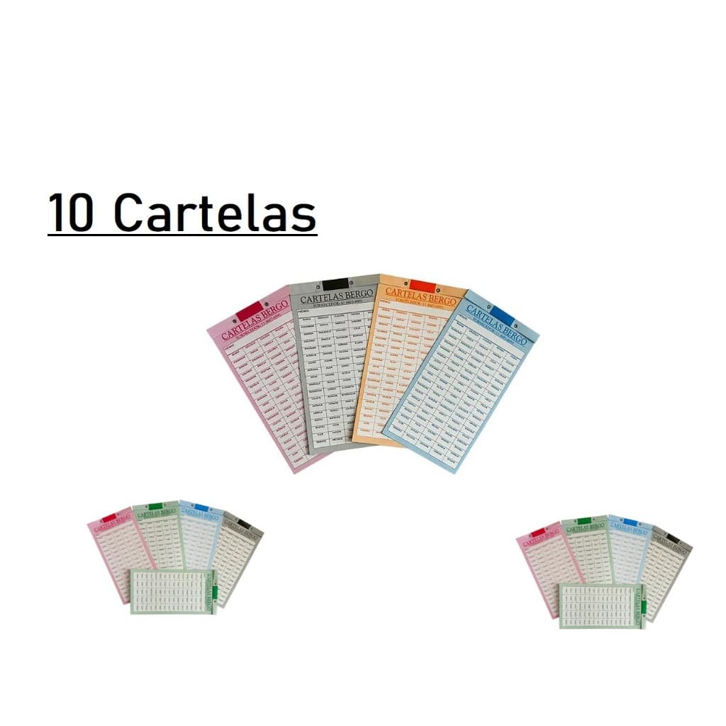 Kit Com 10 Cartelas De Rifa Com 200 Nomes - Coloridas