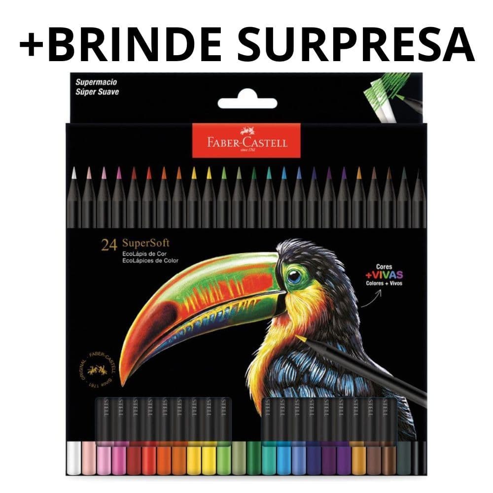 Lapis de Cor Faber Castell Super Soft 24 Cores + BRINDE