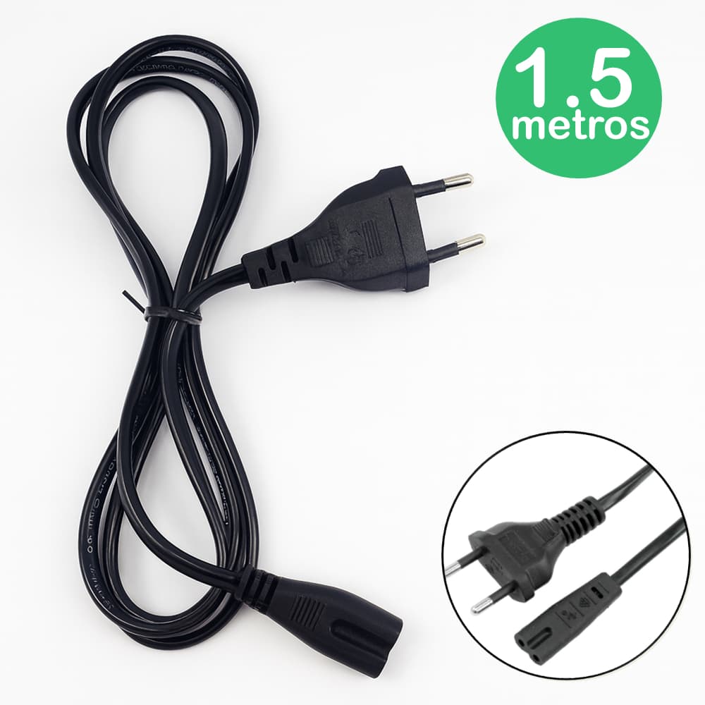 Cabo de Força Bipolar Tipo 8 com 1,5m de comprimento  ideal para TVs notebooks e monitores – LK7602A