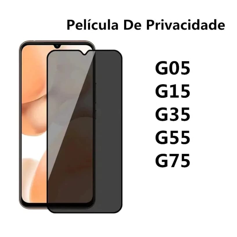 Película de vidro Privativa Anti Spy Motorola Moto G05 / G15 / G35 / G55 / G75 Pelicula  privacidade