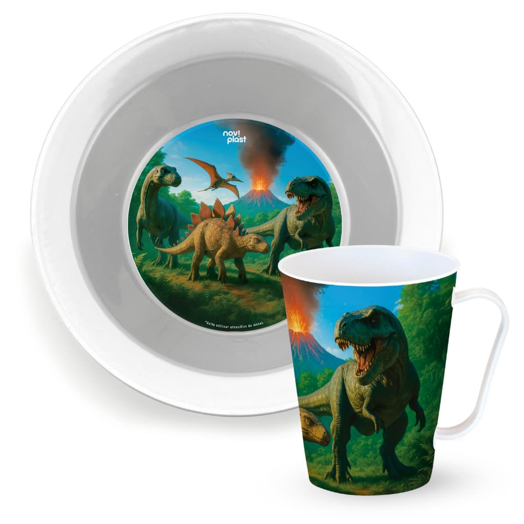 Kit Infantil Para Menino Prato Fundo com Caneca de 430 ML