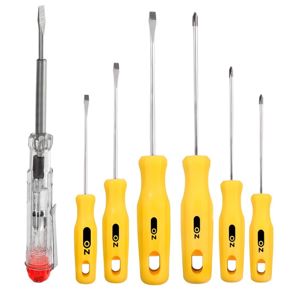 Jogo De Chave Fenda E Philips 6 Peças + Chave Teste De Voltagem Elétrico Oz