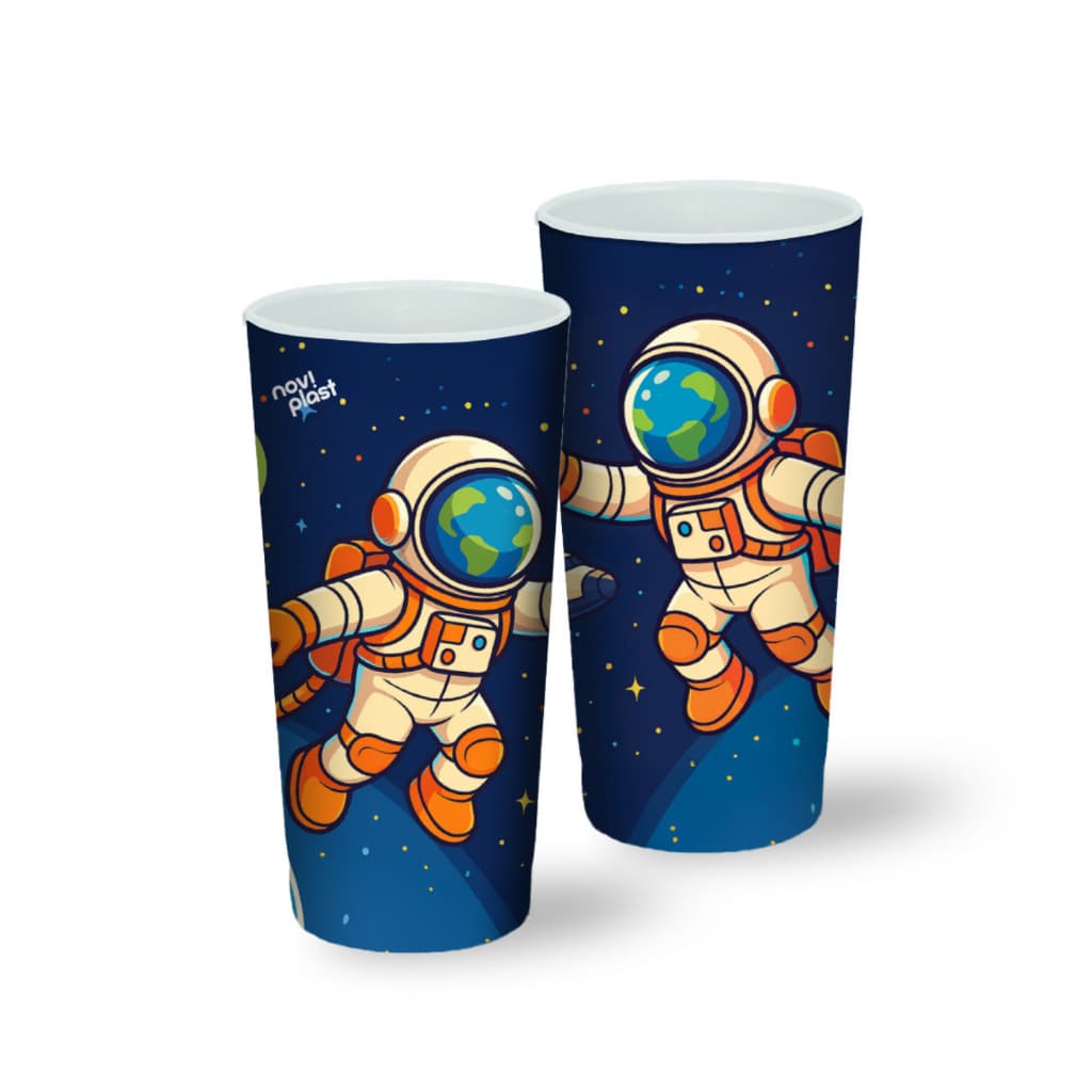 Kit com 12 Copos Decorados Astronauta - 350ml Festas de Menino Aniversário Temático