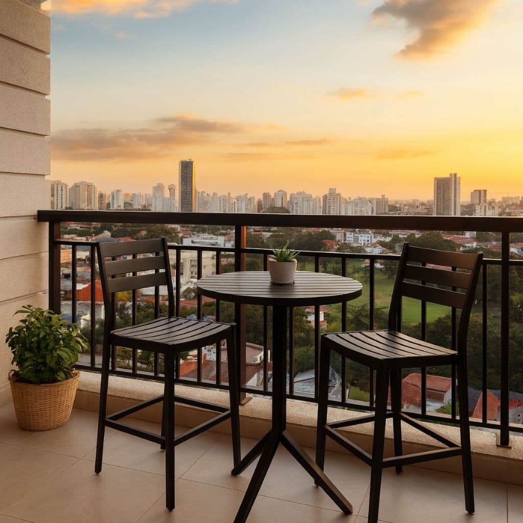 Bistrô Alto pra Barzinho Área Gourmet Festas e Buffet 105cm  Alumínio Tampo Ripado Super Resistente