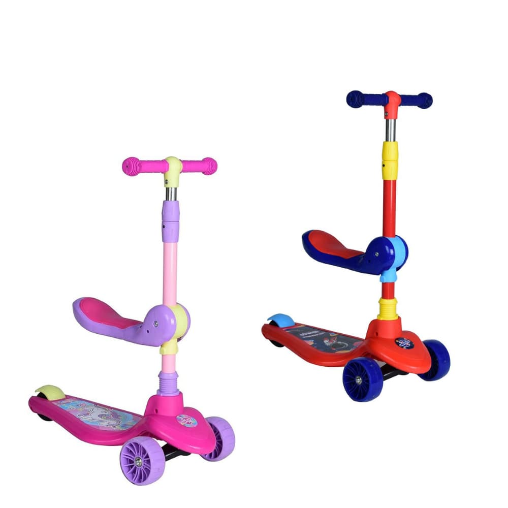 Patinete Infantil Ajustável 2 Em 1 Assento Removível Menino Menina Seguro Divertido