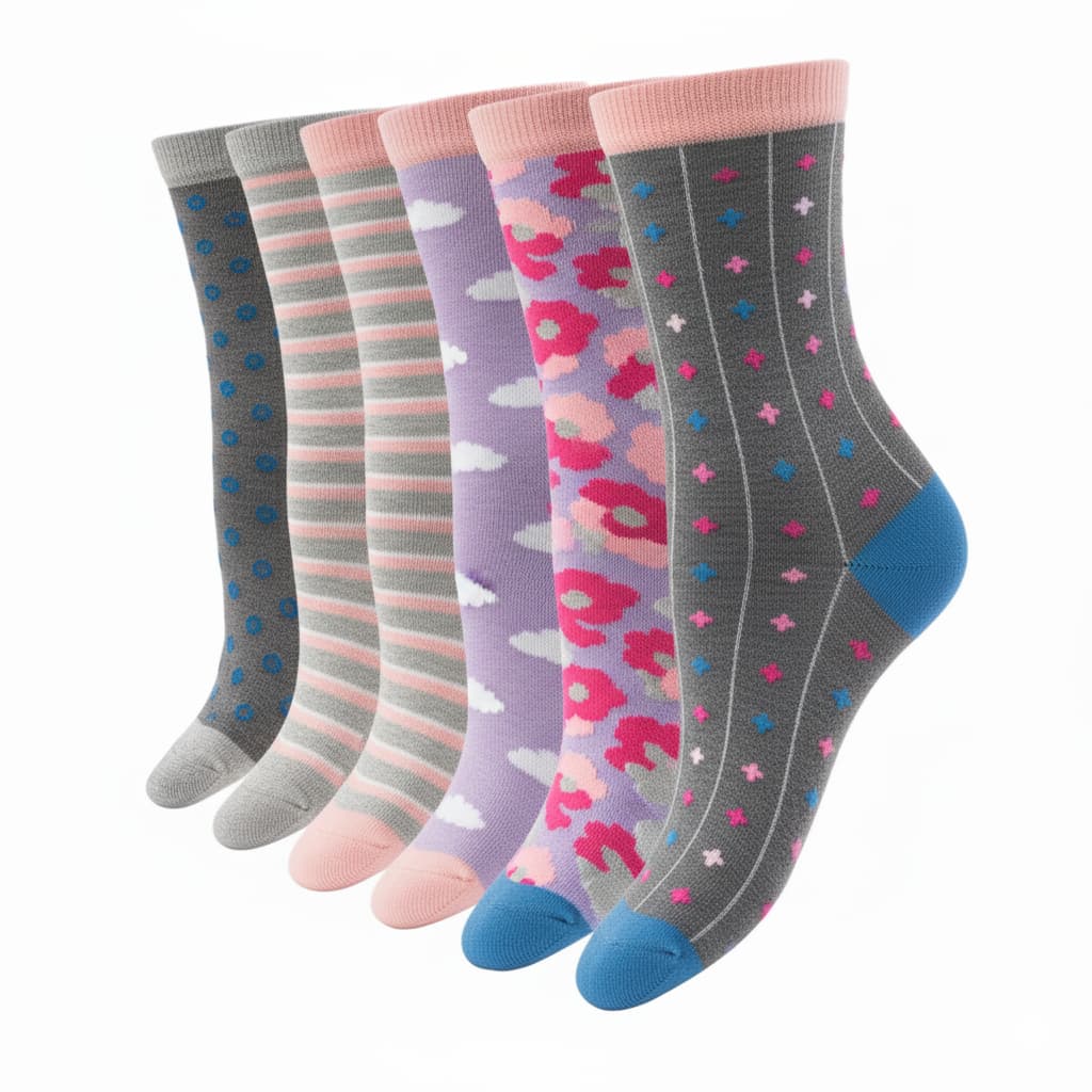 Meias Cano Médio Estampada Feminina Resistente Confortável Academia 1, 3, 6, 9 ou 12 Pares