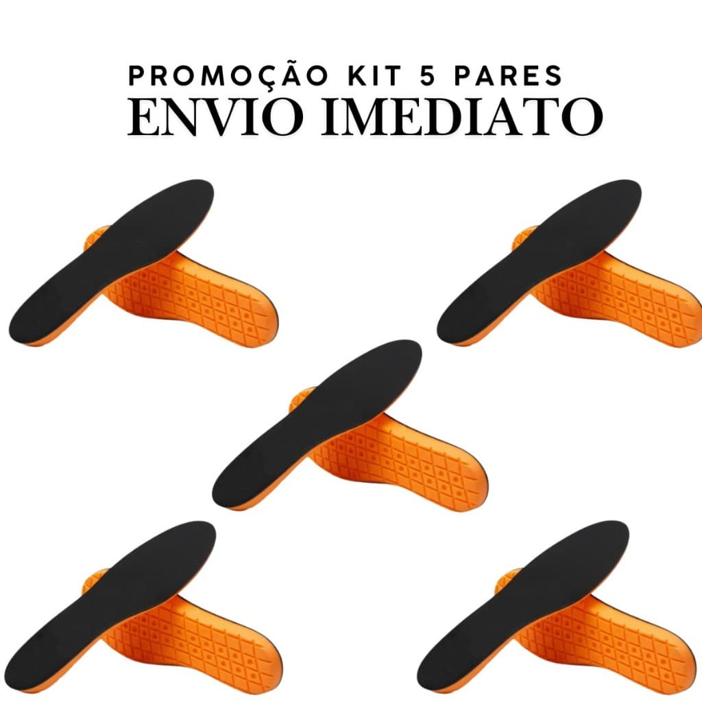 Kit 5 Palmilhas em Gel PU Ortopédica para Corrida e Esportes