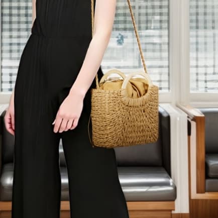 Bolsa verão palha grande capacidade para férias casuais praia portátil nova moda bolsa ombro tecida bolsa de palha praia