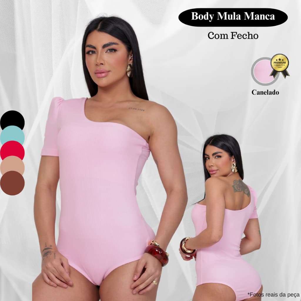 Body Feminino Canelado Mula Manca  Forro Duplo Elegante