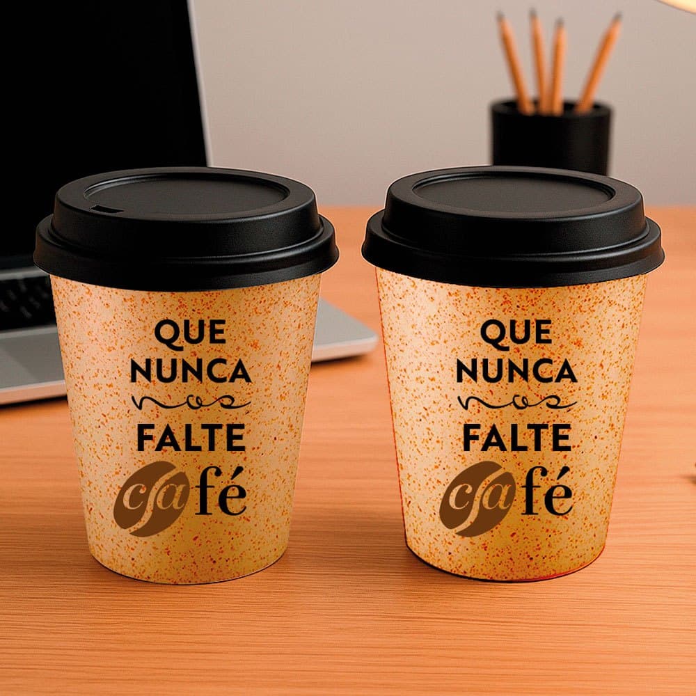 Kit Copo Bucks De Café 350ml Frase Cristã Evangélica - Que Nunca Nos Falte Café