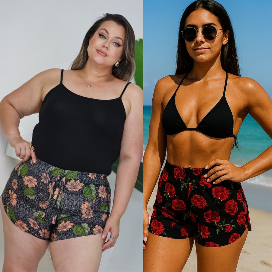 Short Liganete 3 Bermudinha Curta Feminina Cintura Alta Top