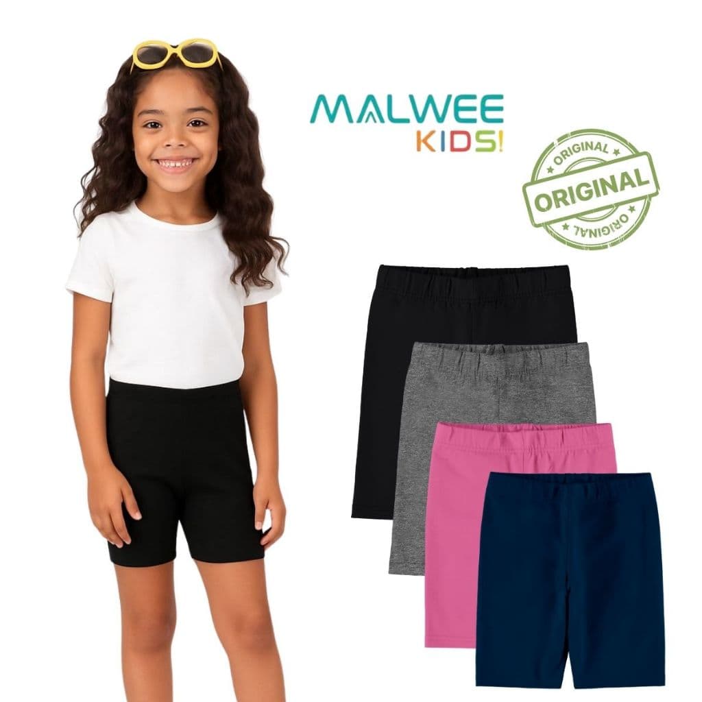SHORTS CICLISTA INFANTIL MENINA BERMUDA BÁSICA UNIFORME MALWEE KIDS