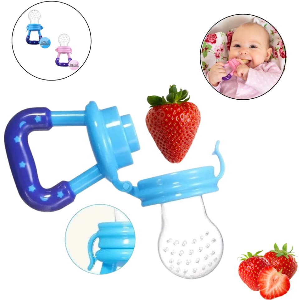 Chupeta Alimentadora Bebe Para Frutas Com Tampa Higiênica Prática Com Bico De Mamadeira Macio