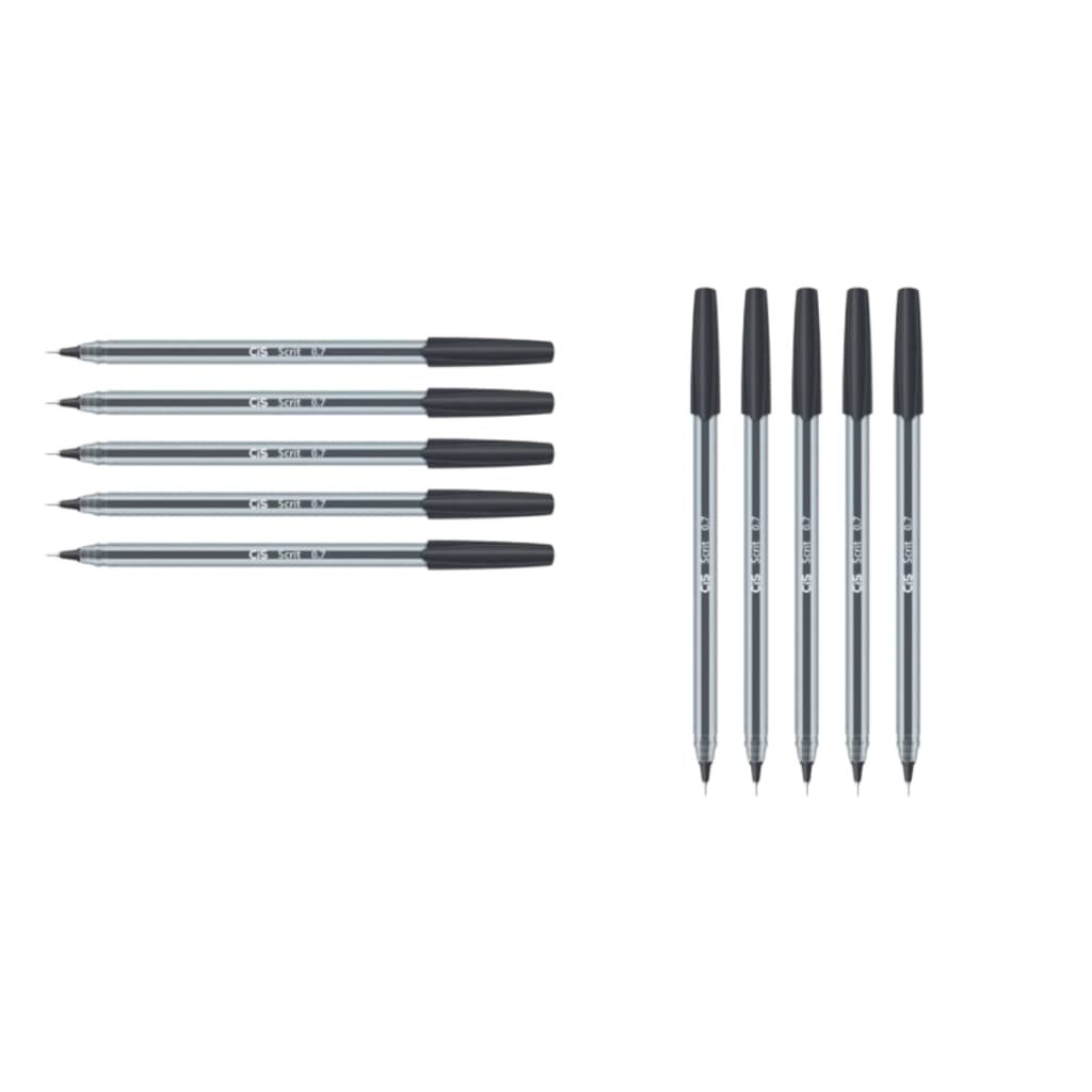 Caneta Ponta Agulha Esferográfica Cis Scrit 0,7mm com 10 unidades (Preta)