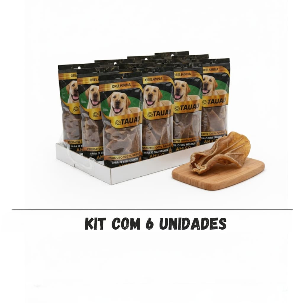 Kit 6 Mordedor Pet Para Cães Orelha Bovina