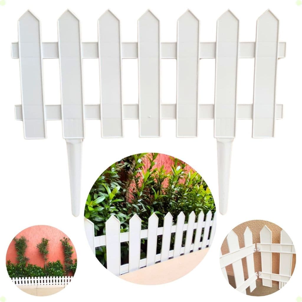 Kit 6 Cercas Plásticas para Jardim Brancas Tipo Inglês Decorativas Resistente Fácil Instalação
