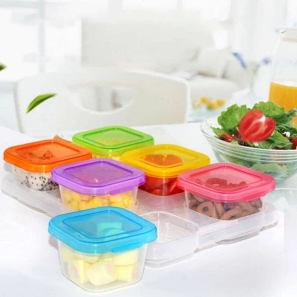 Kit 4 ou 8 Mini Potes com Tampa Coloridos 55ml e 76ml BPA Free Para Papinha Molho Temperos