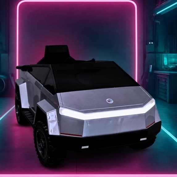 Cybertruck Elétrico Infantil Carro Eletrico Super Truck Futurista - Cinza Som Bluetooth Luz Controle