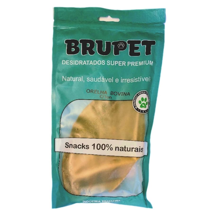 Kit de Orelha bovina Brupet Petisco para cães (Embalado individual) petisco mordedor