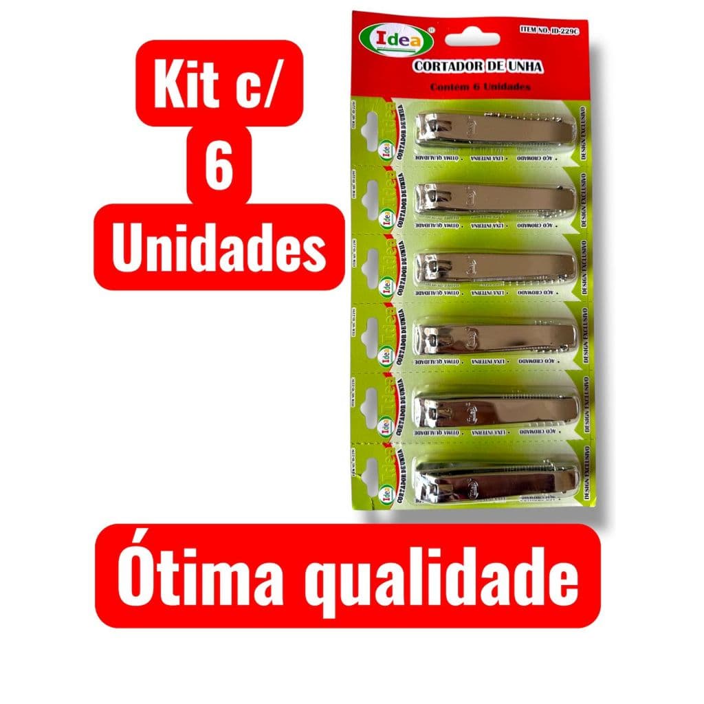 Cortador de Unhas Grande com 1, 3 e 6 Unidades, Alicate, Tesoura, Cartado de Unha com corrente, kit ;com Seis Peças