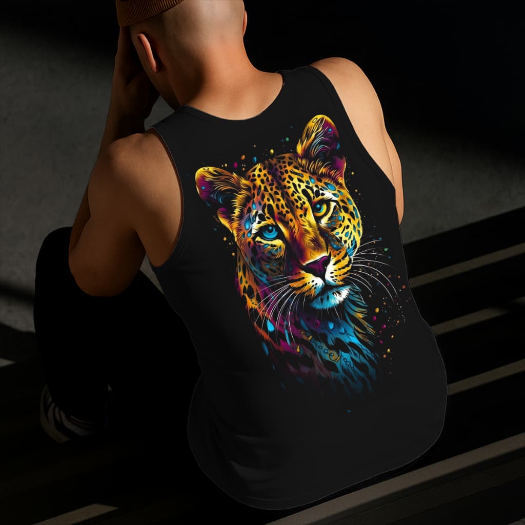 Camiseta Regata Masculina Estampada Guepardo 100% Algodão Estilo Conforto Diário Do Tamanho P ao GG