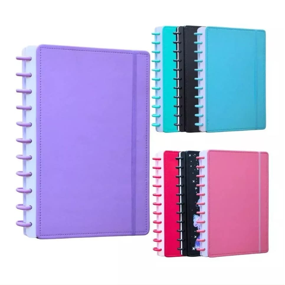 Caderno Disco Inteligente em Courino com Capa Dura 80 Folhas Pautadas A5, B5 ou A4