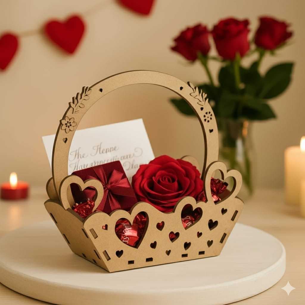 Cesta de Coração em MDF – Ideal para Presentes e Decoração.
