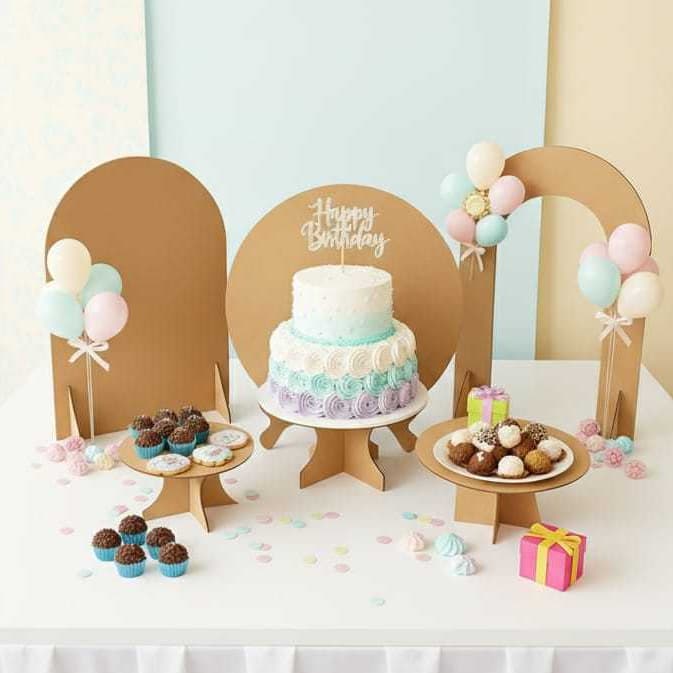 Kit Festa MDF Cru – Painéis Decorativos + 2 Boleiras