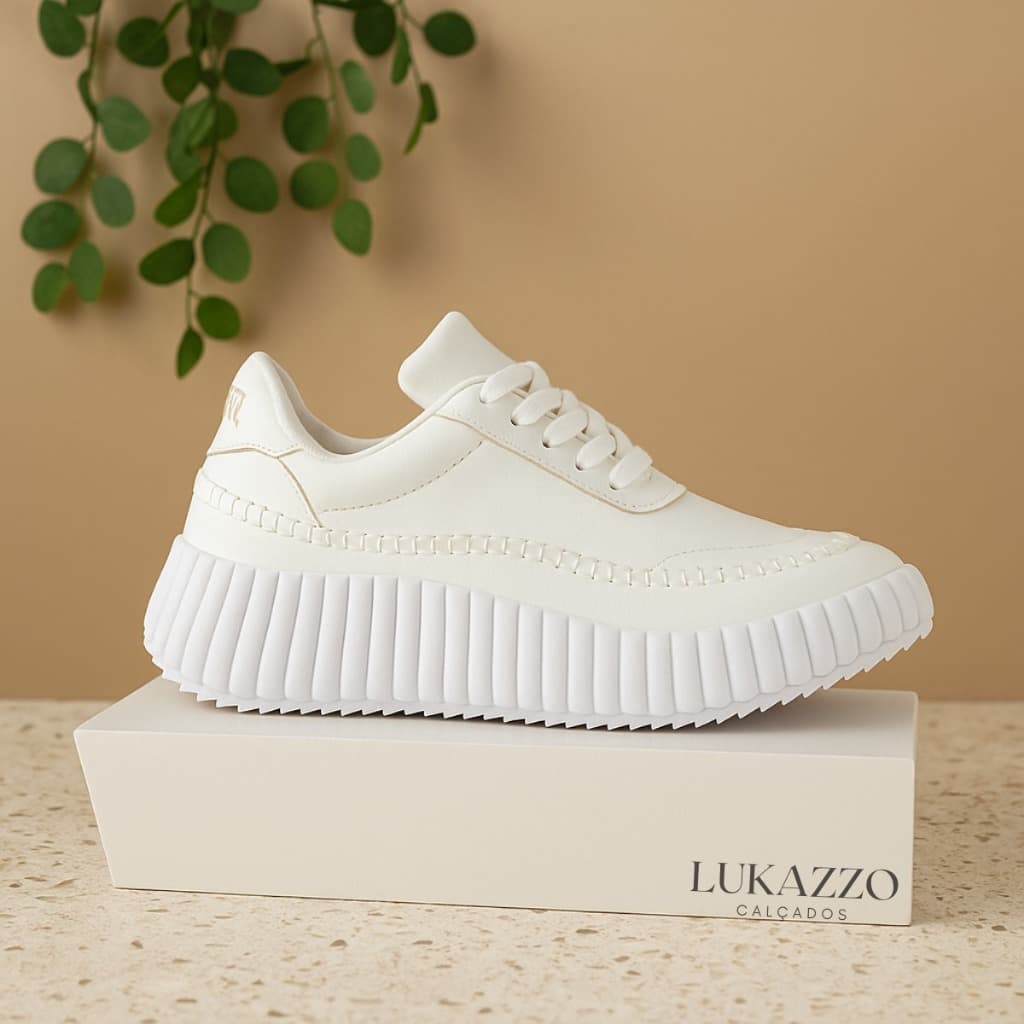 Tênis Feminino Branco Casual Estilo Moderno Leve Confortavel