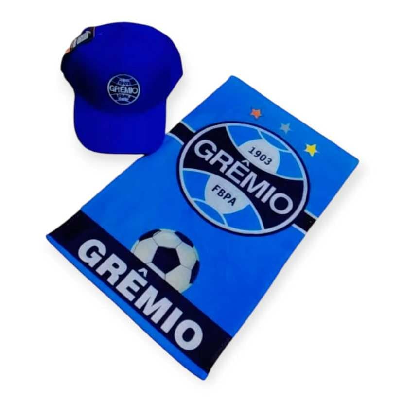 KIT TOALHA DE  MÃO ,PE OU R0STRO DO GRÉMIO MAIS BONÉ ADULTO