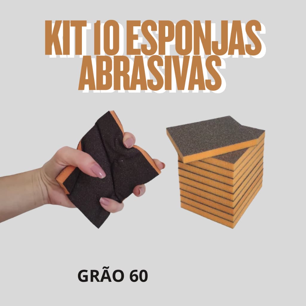 Kit 10 Esponjas Abrasivas 100 X 120mm Grão 60 Para Polimento Laranja - Sia