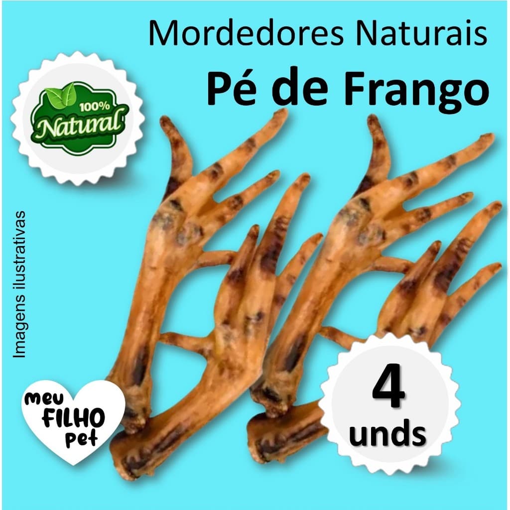 Mordedor Petisco Natural para Cães Pé Frango Desidratado NutriCão Pet Food Osso Cachorro Interativo