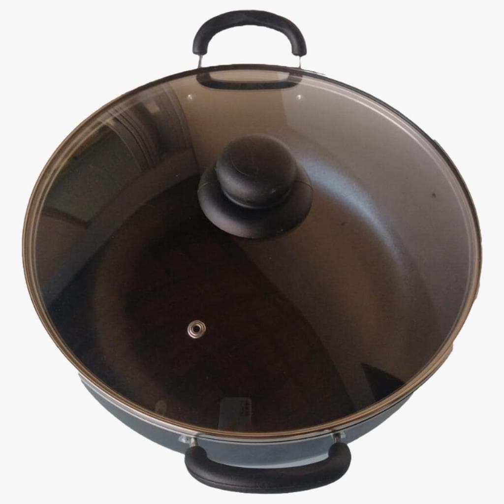 Panela Grande Frigideira Wok Black Antiaderente Teflon com alças + Tampa.
