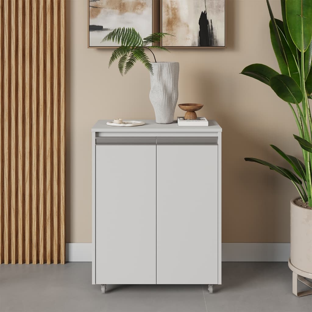 Aparador Buffet Multiuso MDF 60x30cm Com Rodinhas Para O Cantinho Do Café na Sala e Cozinha