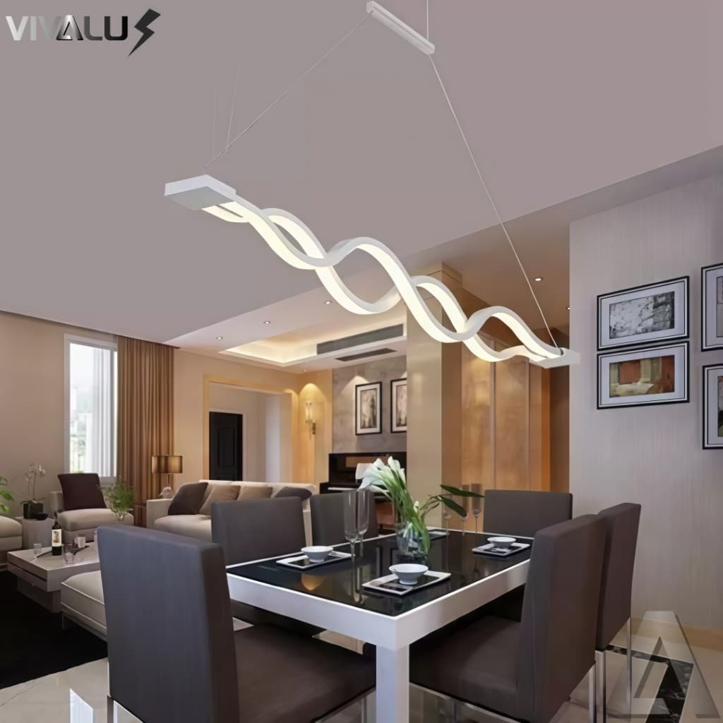Lustre Pendente Moderno Geometrico Infinito Espiral Luminária Pendente Curva Linear Branco Sala