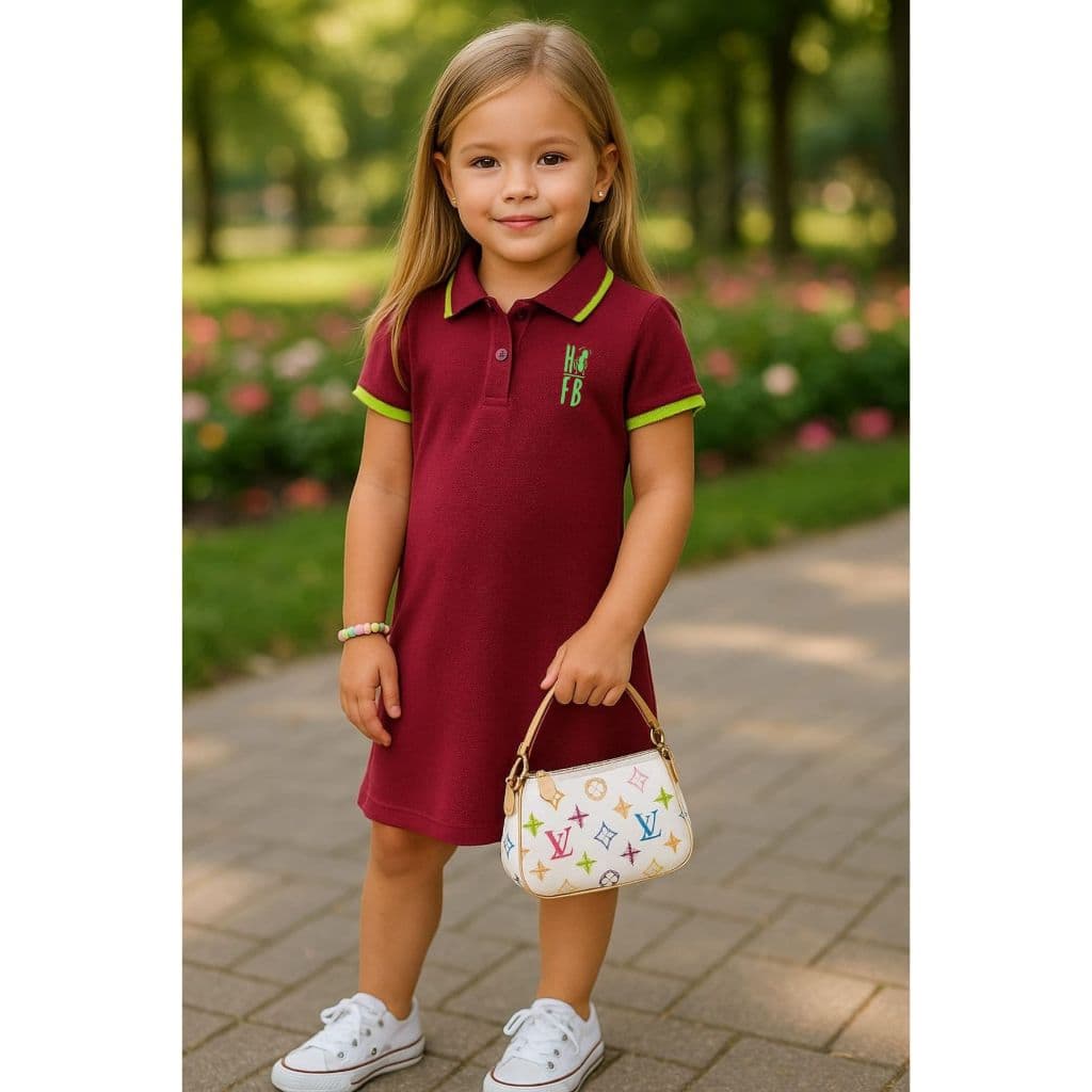 Vestido Polo Infantil Bordo