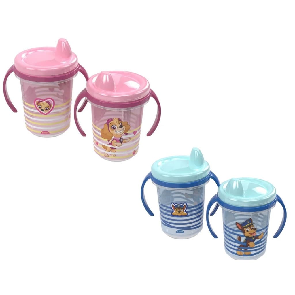 Copo Tigela Marmita Infantil Caneca de Treinamento Skye Chase Patrulha Canina Rosa Azul Plasútil