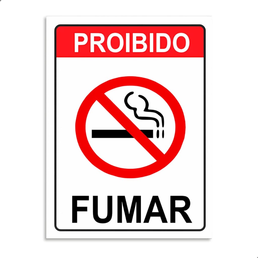 Placa Proibido Fumar 15x21cm em PS com Fita Dupla Face para Fixação Ideal para Comércio Escritório e Locais Públicos