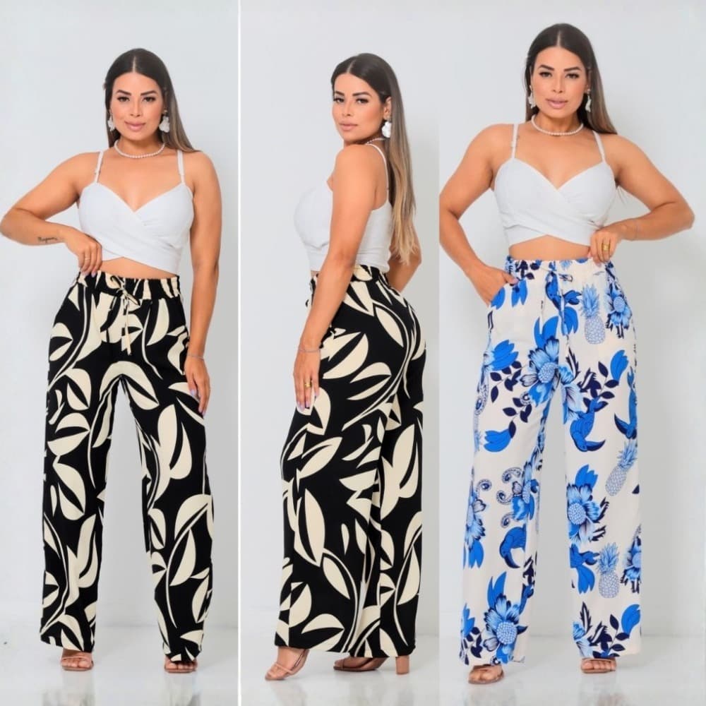 Calça Estampado Feminina Duna Moda Social