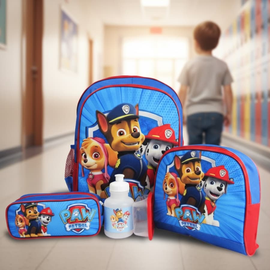 Kit Mochila Patrulha Canina Infantil M de Costas Lancheira e Estojo