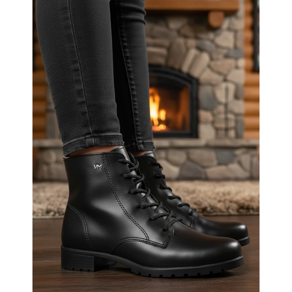 Bota Via Marte Coturno Original Feminina Salto Bloco Confortável Versátil Durável Sofisticado