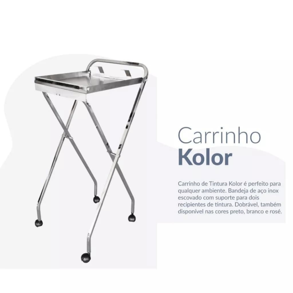 Carrinho Auxiliar Cabelereiro Para Tintura e Química Profissional Inox