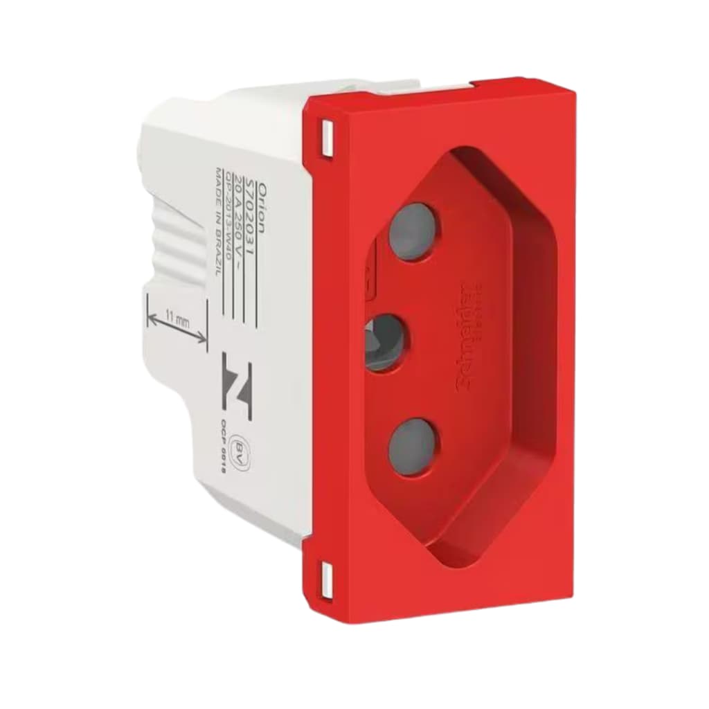 Módulo Tomada 2P+T 20A 250V Vermelho Alumbra Inova Pro – Alta Potência e Segurança