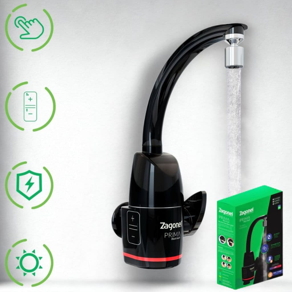 Torneira Elétrica Zagonel Eletrônica Prima Touch Black 5500w/220v Parede ou Bancada Quente Cozinha