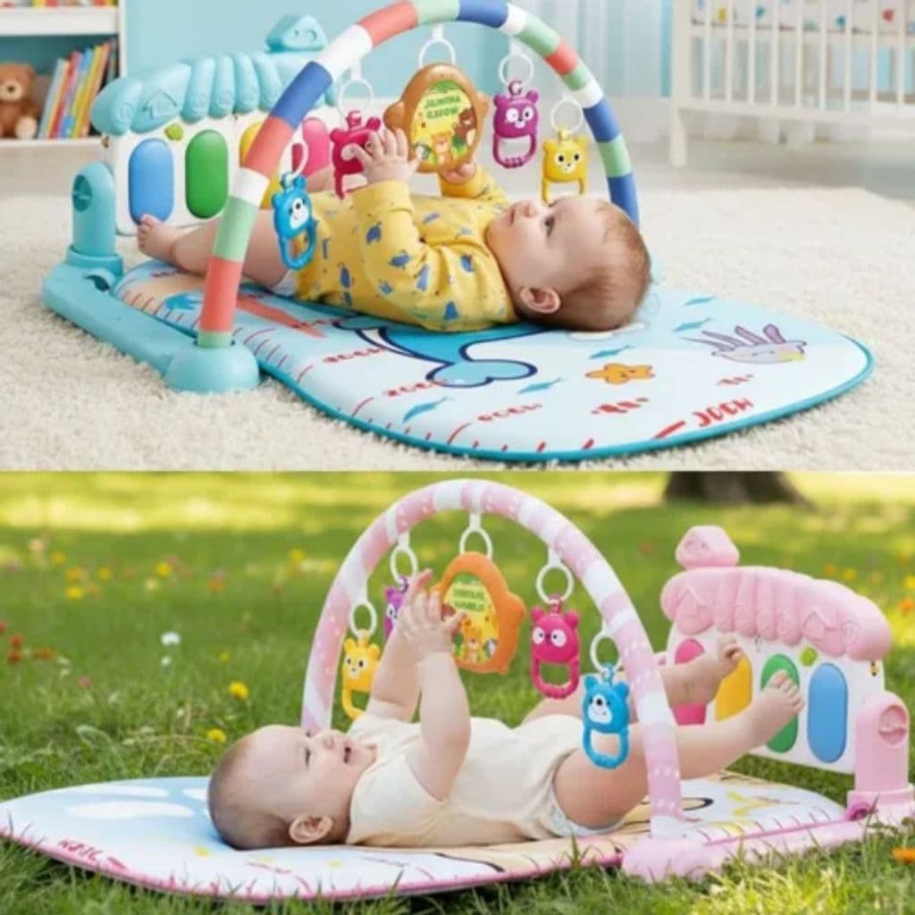 Tapete Ginásio Musical Infantil com Piano e Brinquedos Educativos Estimula o Desenvolvimento do Bebê