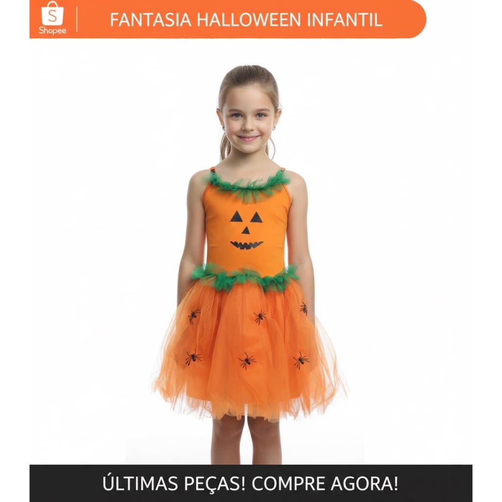 Fantasia Infantil Halloween - Abóbora Encantada
