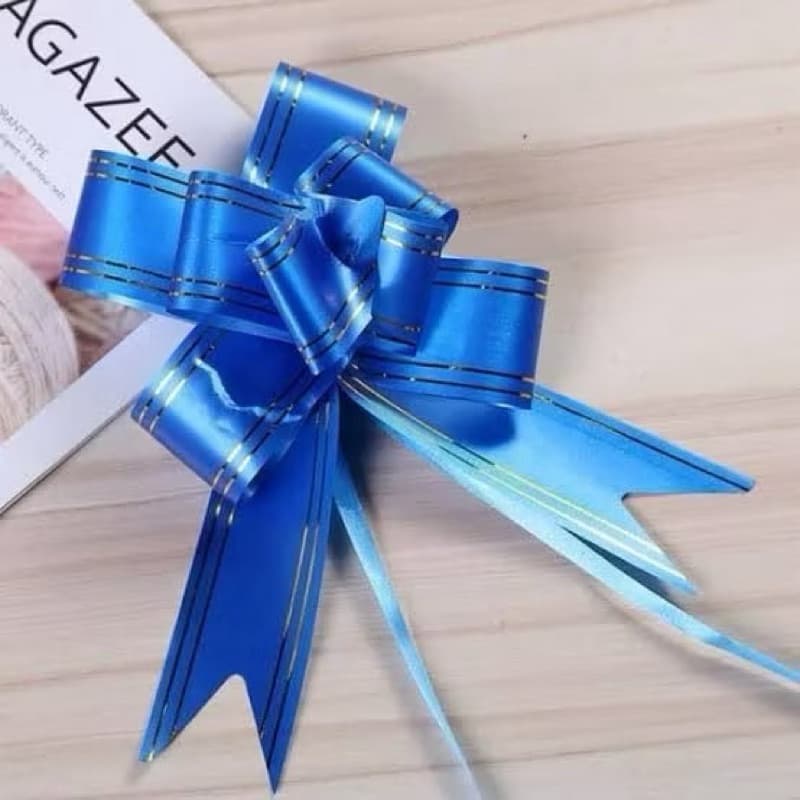 Kit 20/50 Laço fácil grande com filete dourado azul lacinho embalagem pra presente fita