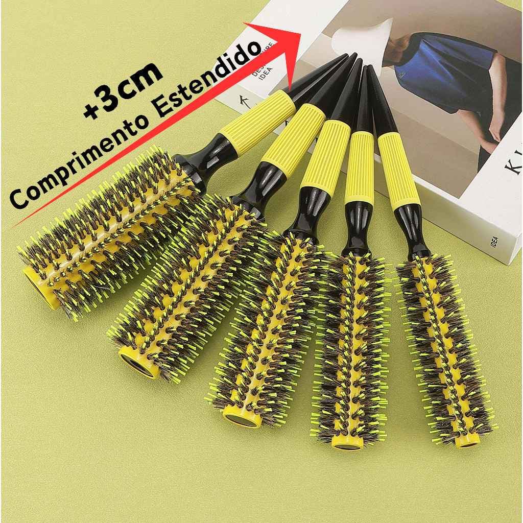 Kit 5 Escovas Profissionais Modelo Comprimento Estendido Cerdas de javali e nylon