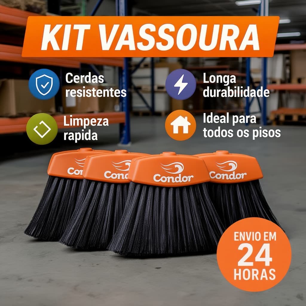 Vassouras Condor SEM CABO Limpeza Multiuso Uso Interno e Externo Coisas De Casa