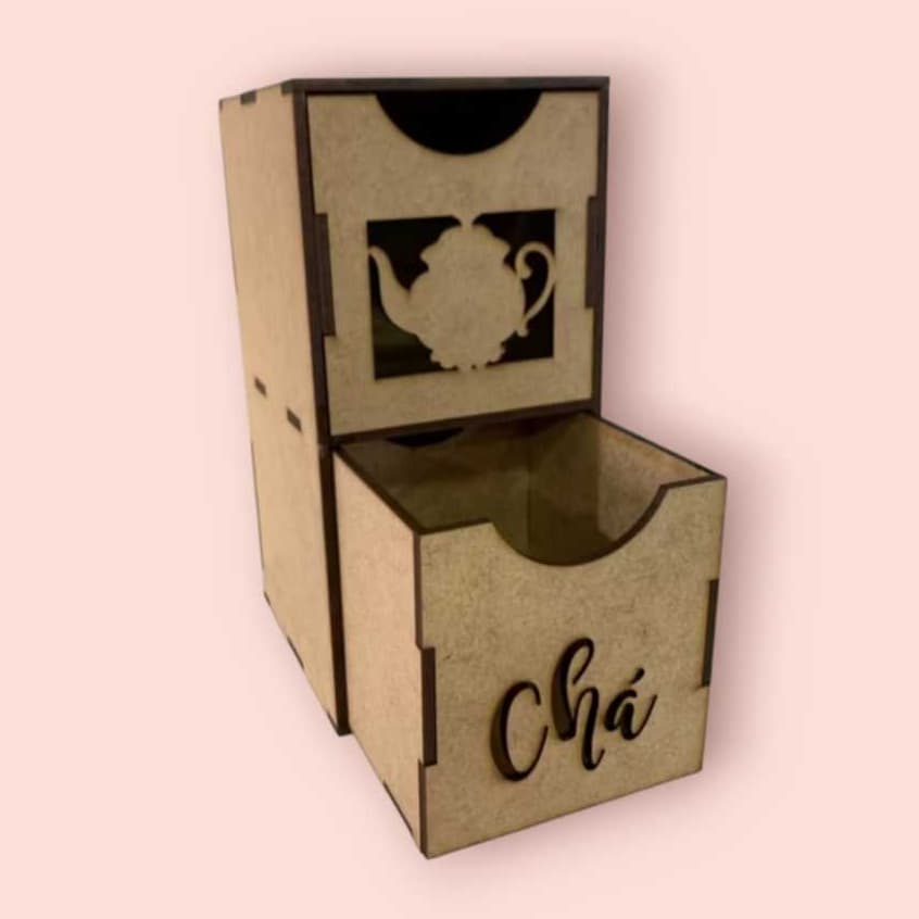 Caixa Porta Chá 4 Gavetas/ 2 gavetas Mdf 3mm para Decoração
